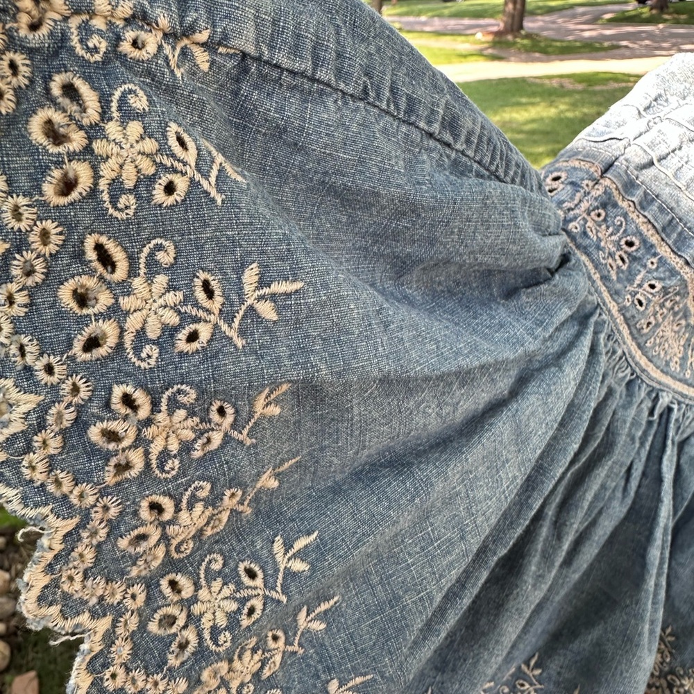 Polo by Ralph Lauren Embroidered Denim Midi Hi-low Skirt - Picture 2 of 6